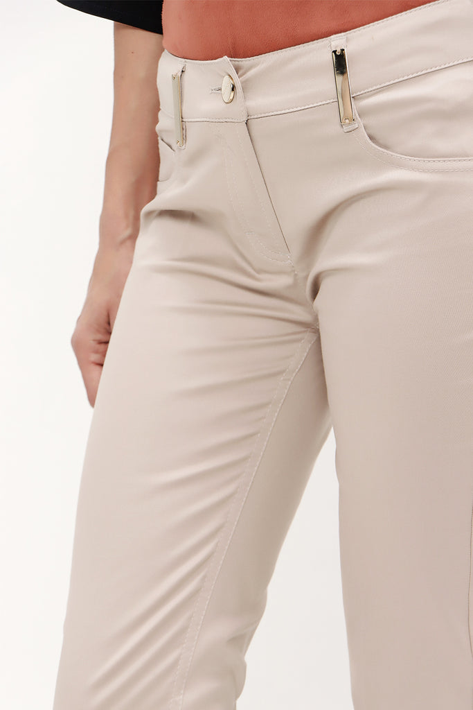 Beige Slim fit cotton pants 40932