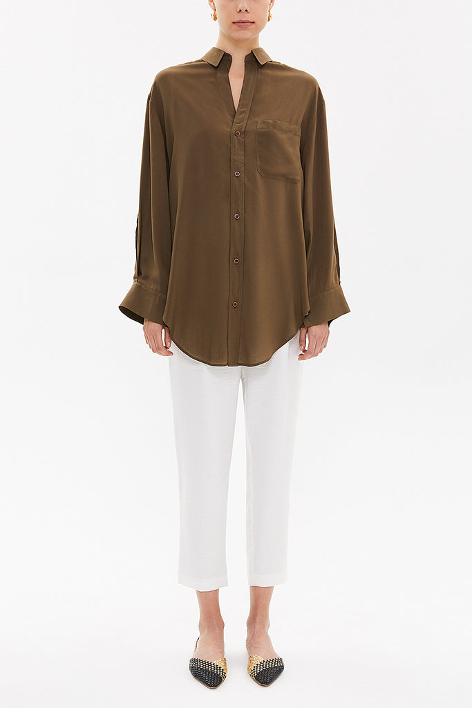 Khaki Wide cut shirt 10681