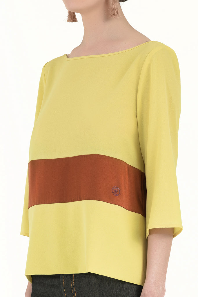 Mustard Crystal  gem  wide cut blouse  19173