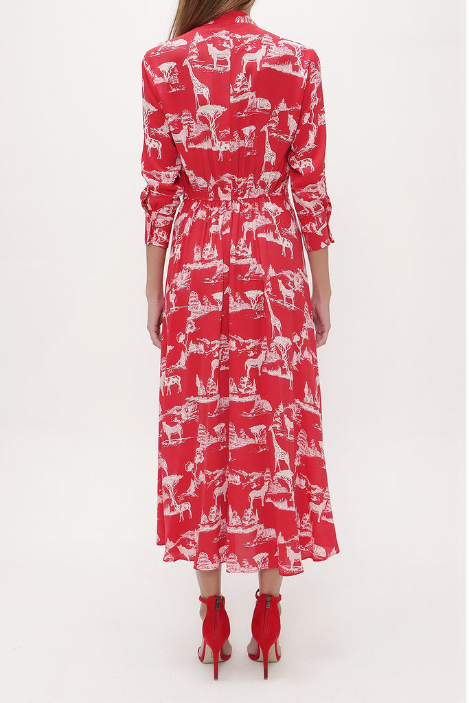 Coral Elastic waist midi dress 92957