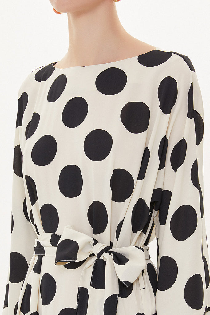 Ecru Black Wide cut dress 93492