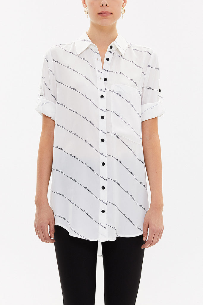 Ecru Wide cut flowing shirt  10724