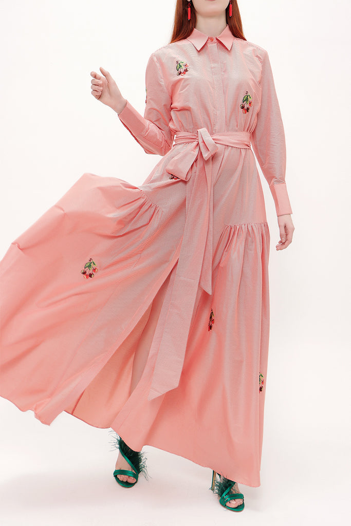 Red Embroidered maxi  dress 92866