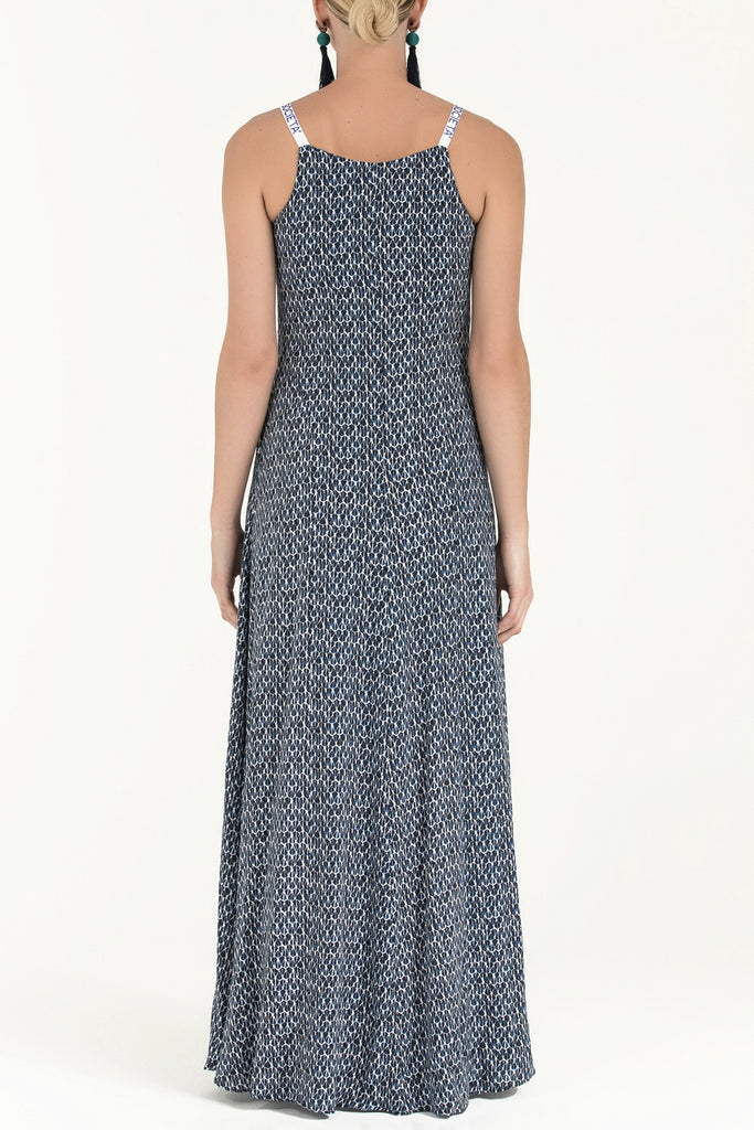 Kristal Taşlı Kolsuz Elbise Mavi 92337