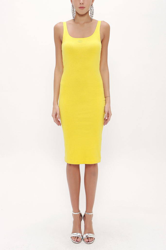 Yellow Strappy Slim fit mini woven dress 91967