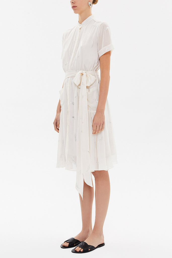 White Short sleeve chiffon midi dress 92782