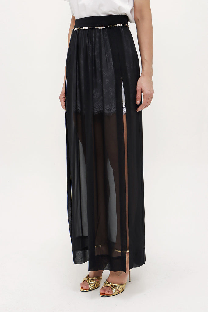 Black Accessorized chiffon skirt 80495