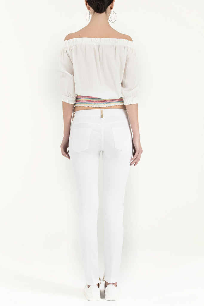 White Slim fit cotton pants 40932