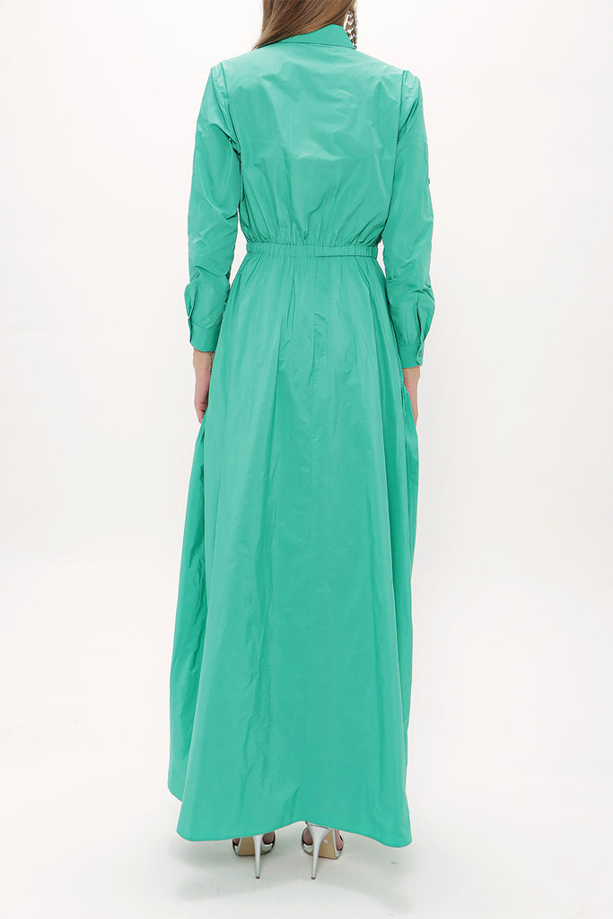 Green Pleated detail maxi dress 93131