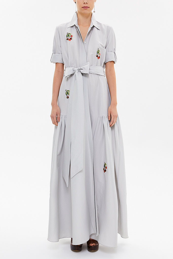 Beige Embroidered maxi  dress 92866