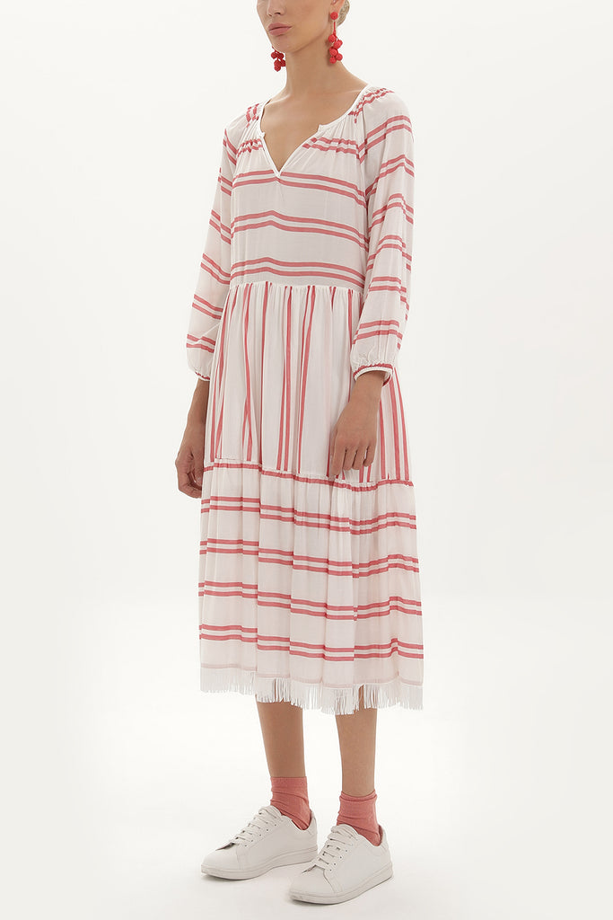 Red Striped oversize midi dress 92419