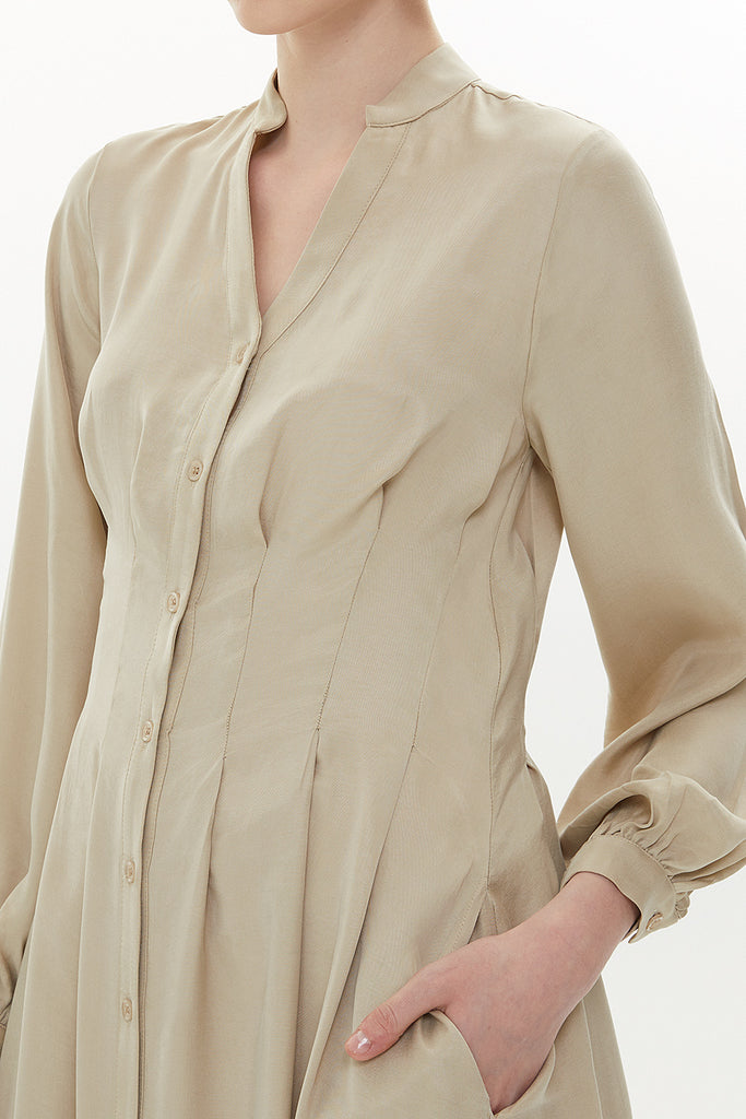 Beige Seam waist detail maxi dress 93367