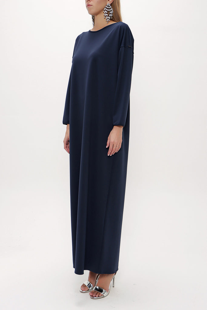 Navy Blue Wide cut woven  maxi dress  92175