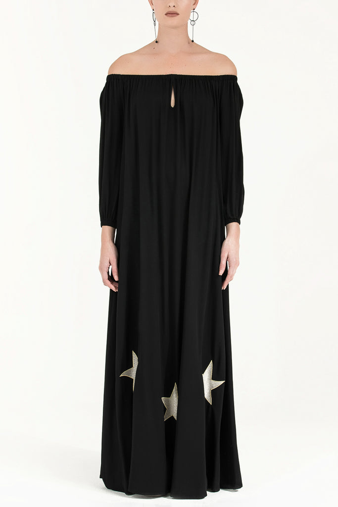 Yıldız Nakışlı Elbise Siyah 92242