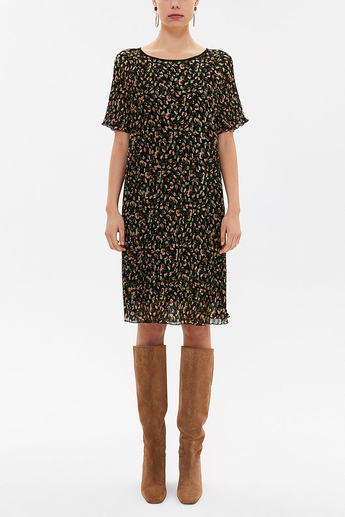 Black Pleated mini dress 92638