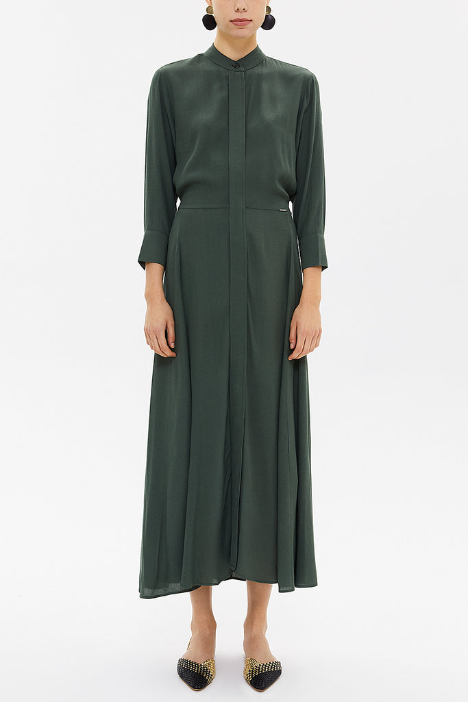 Green Elastic waist midi dress 92957