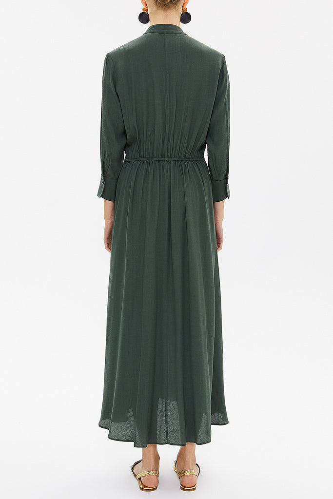 Green Elastic waist midi dress 92957