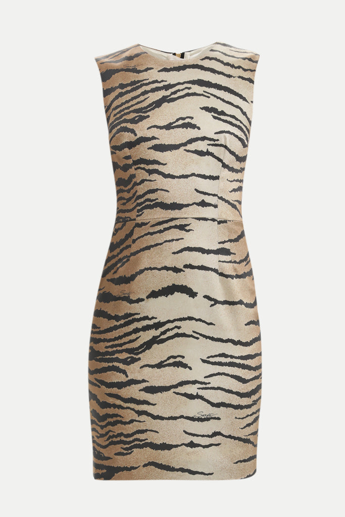 Black Patterned, sateen mini dress 91358