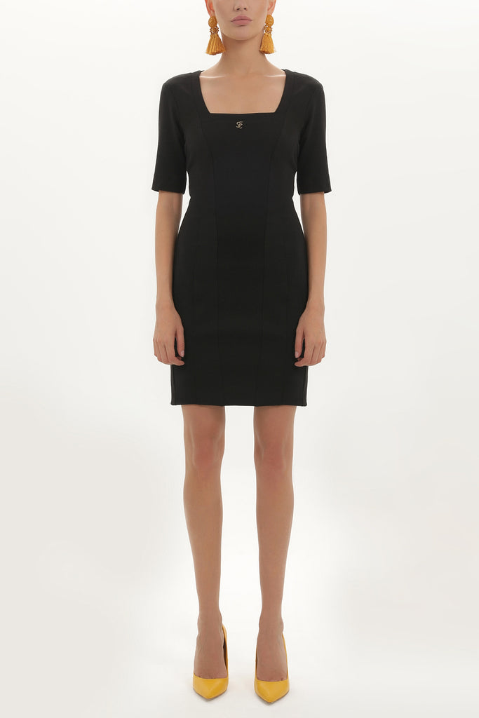 Black Square neck dress mini 90847