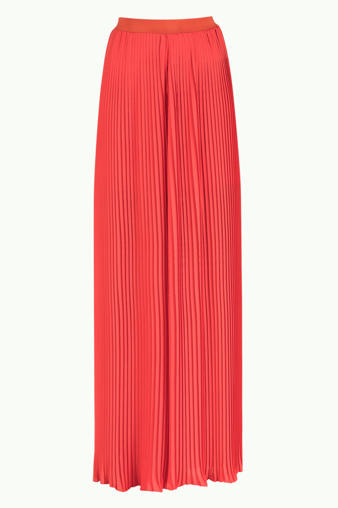 Coral High waist  Pleated  chiffon pants 41299