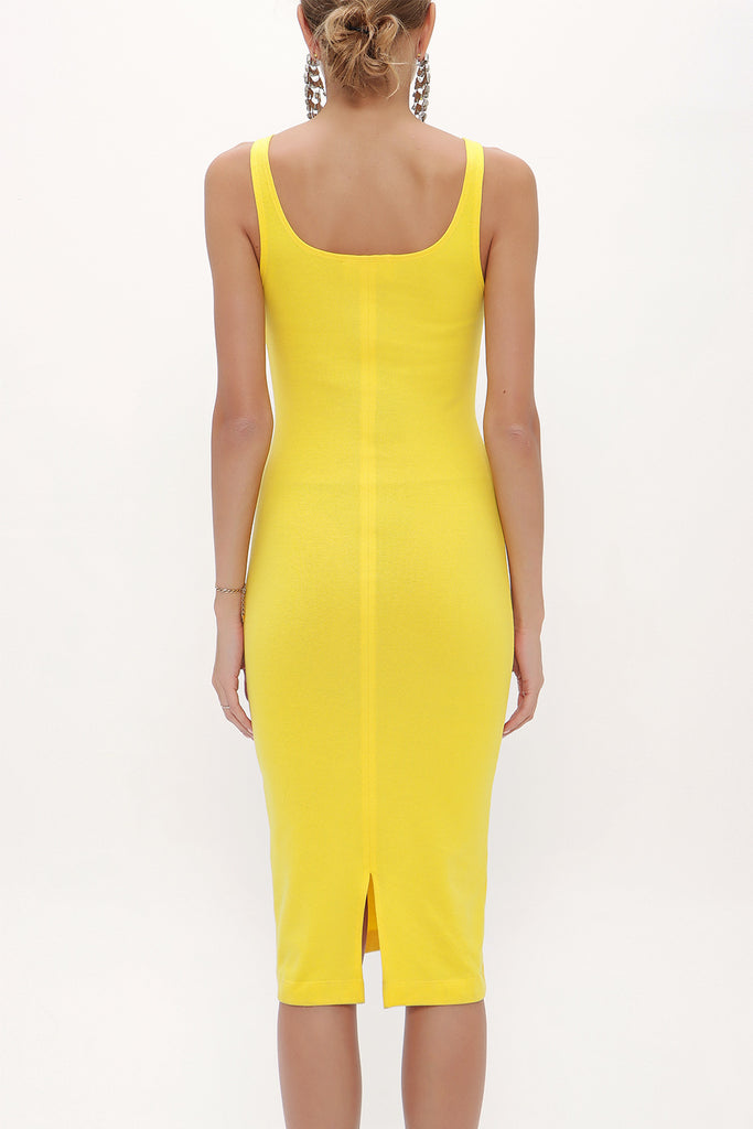 Yellow Strappy Slim fit mini woven dress 91967
