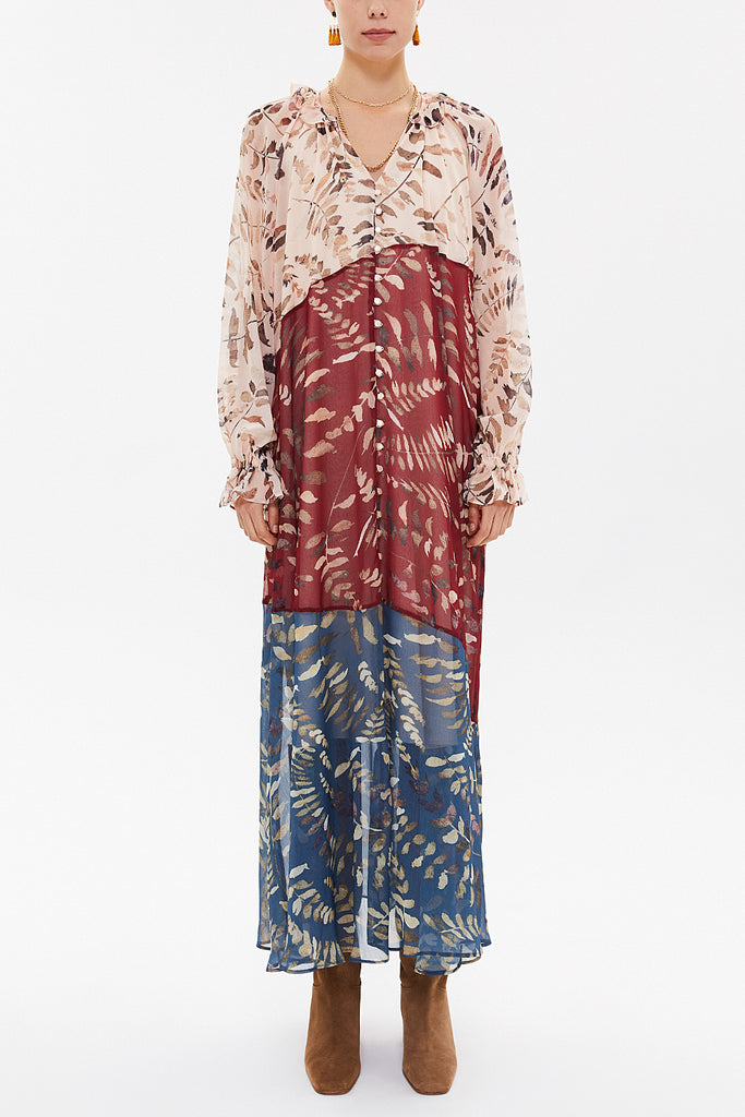 Patterned Ruffled maxi dress 93315