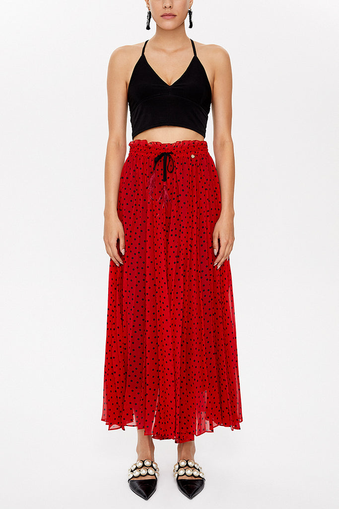 Red Pleated skirt 81093