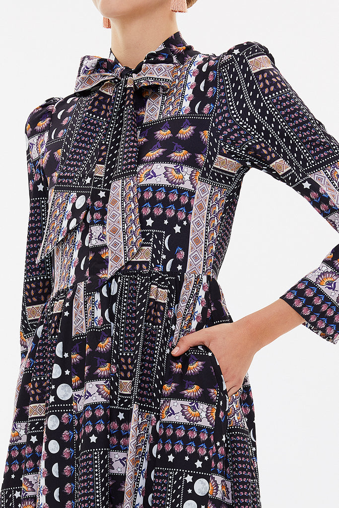 Pink Tie-neck maxi dress 92188