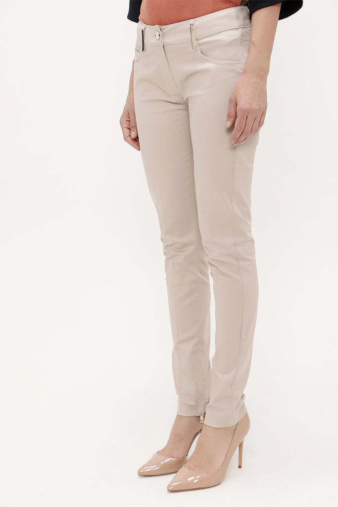 Beige Slim fit cotton pants 40932