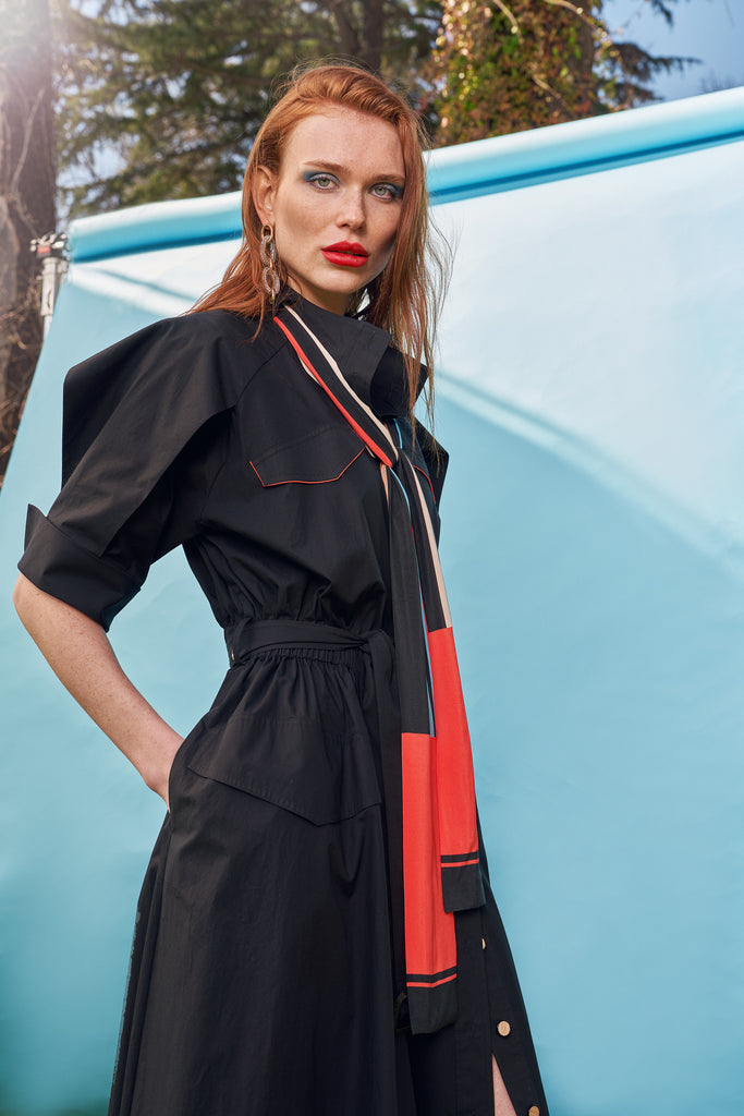 Black Belted shirt dress 93516