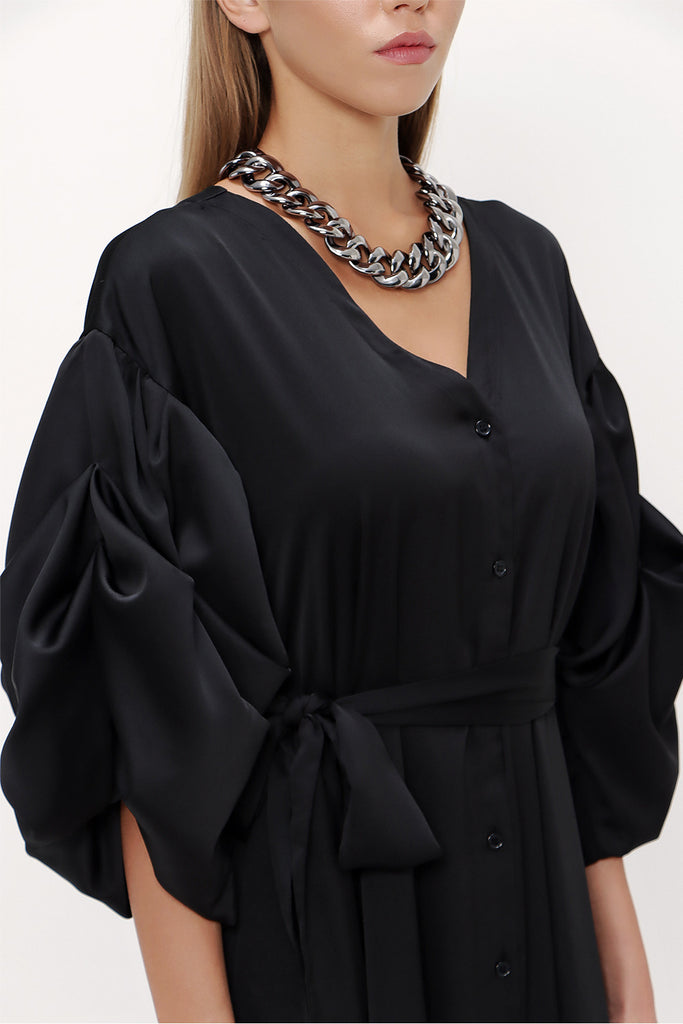 Black Balloon sleeve dress 93407