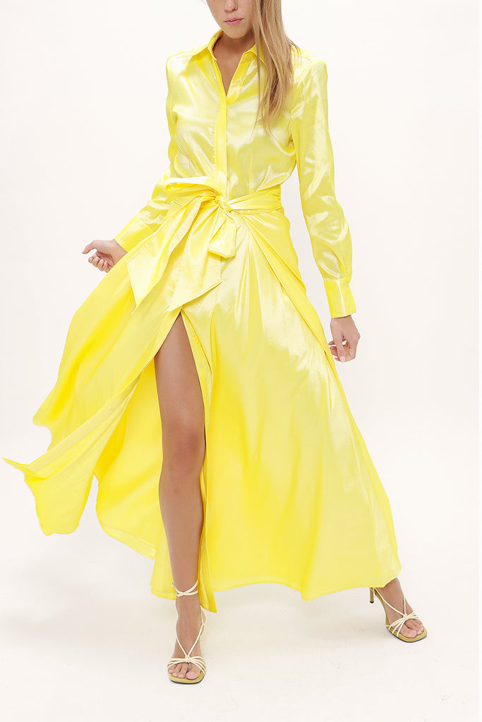 Yellow Tie-front maxi dress 92882
