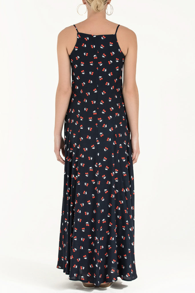 Askılı Desenli Uzun Elbise 92256