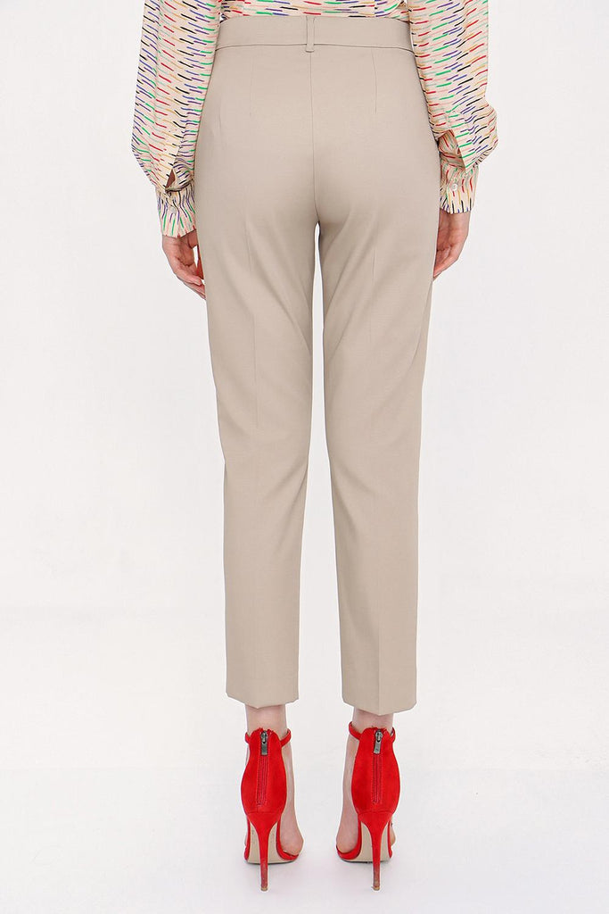 Beige Elastic waist tube leg pants 41373