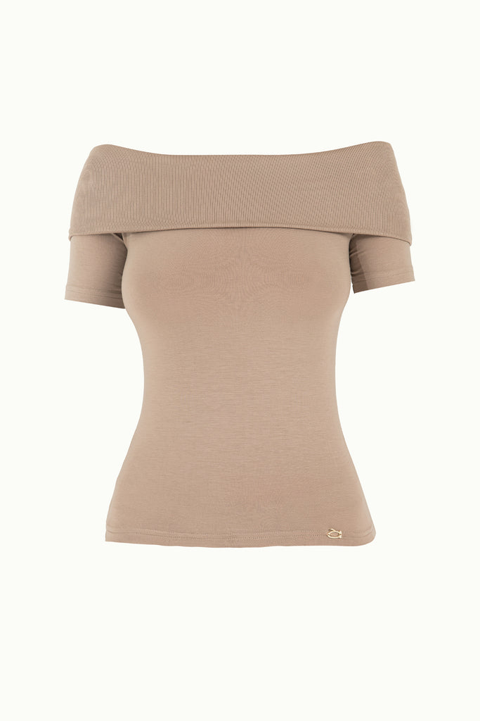 Mink Off shoulder  woven  blouse  19477