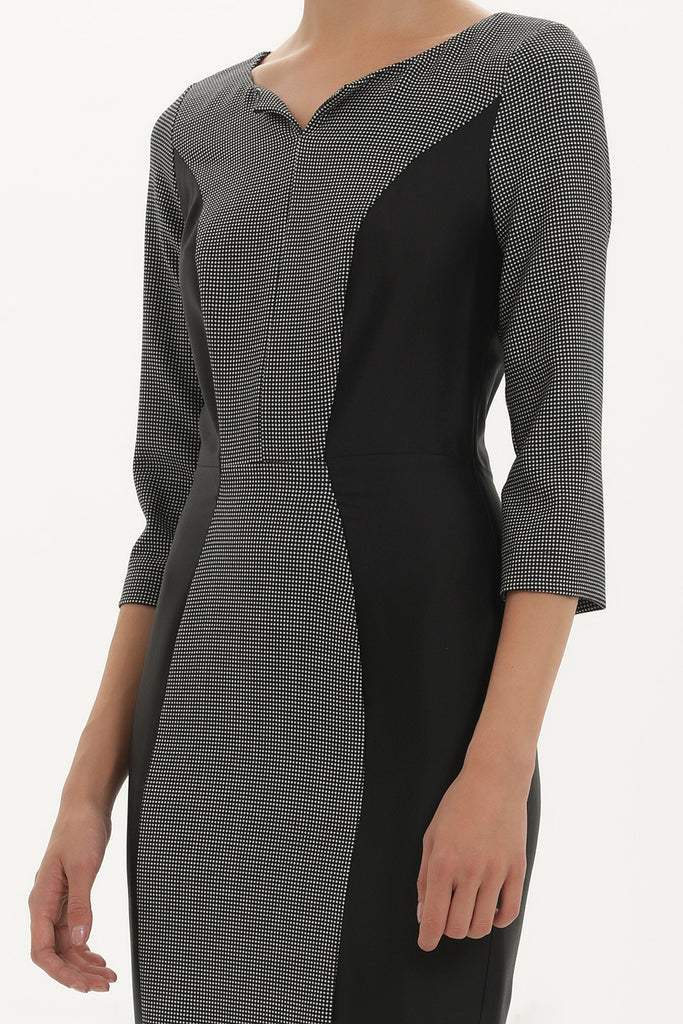 Black Patterned slim fit mini dress 91430