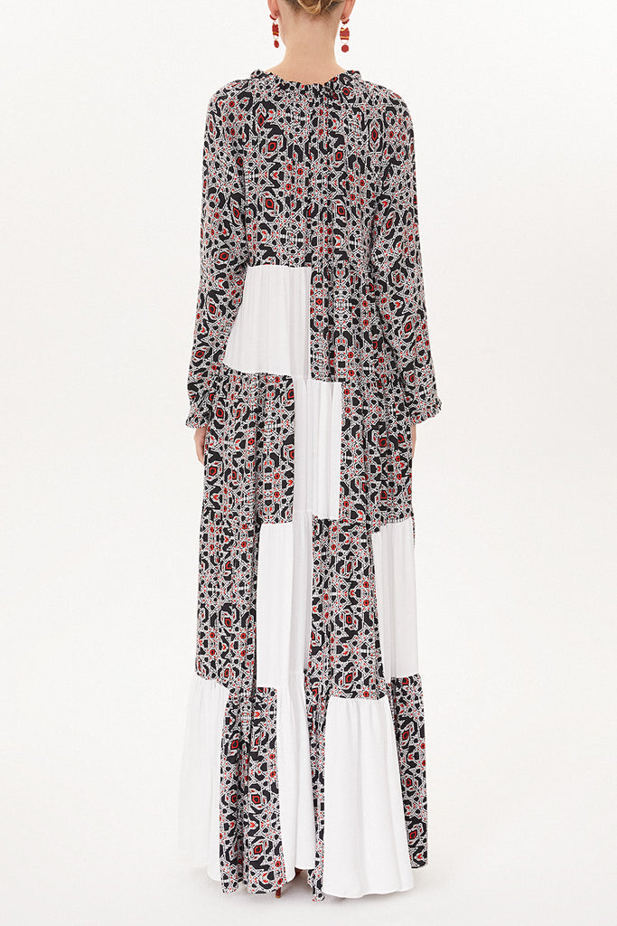 Patterned Pleated wide cut dress 93473