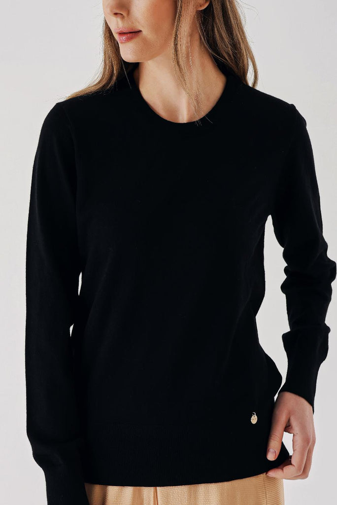 Black Bicycle neck wool knit sweater 28868