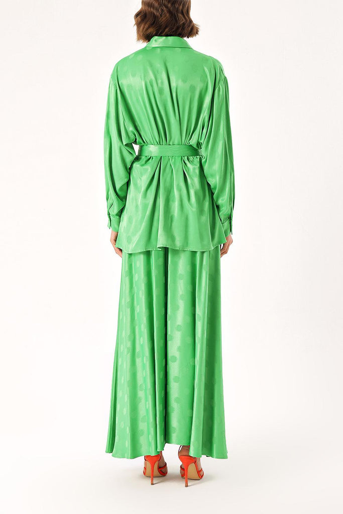 Green Double suit with elastic waist skirt 12323