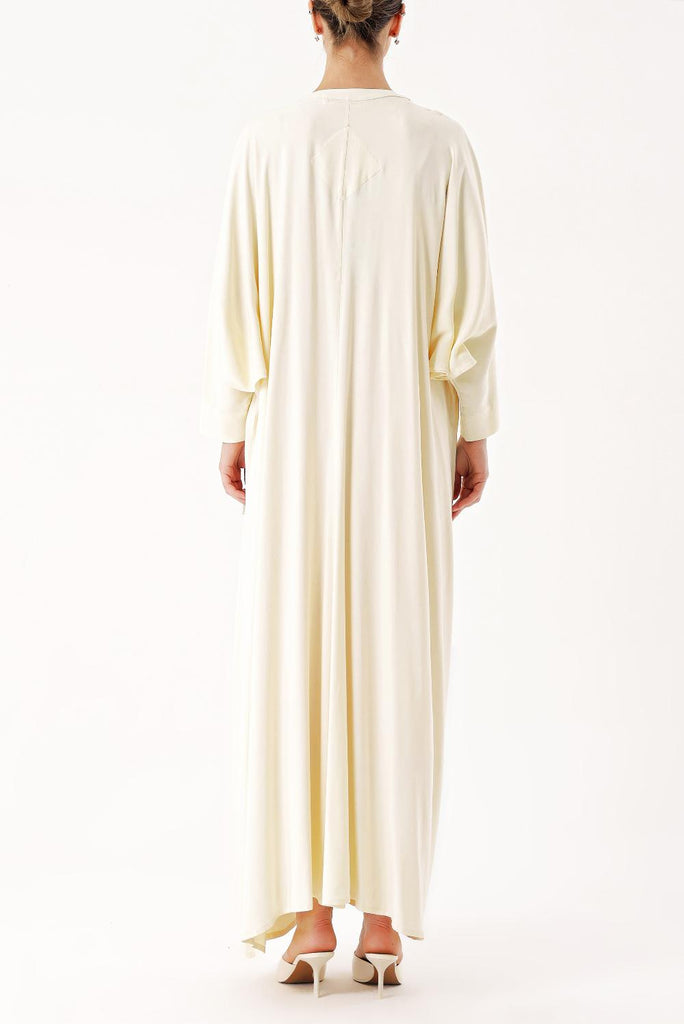 Bej Taş işlemeli uzun kollu kaftan 94467