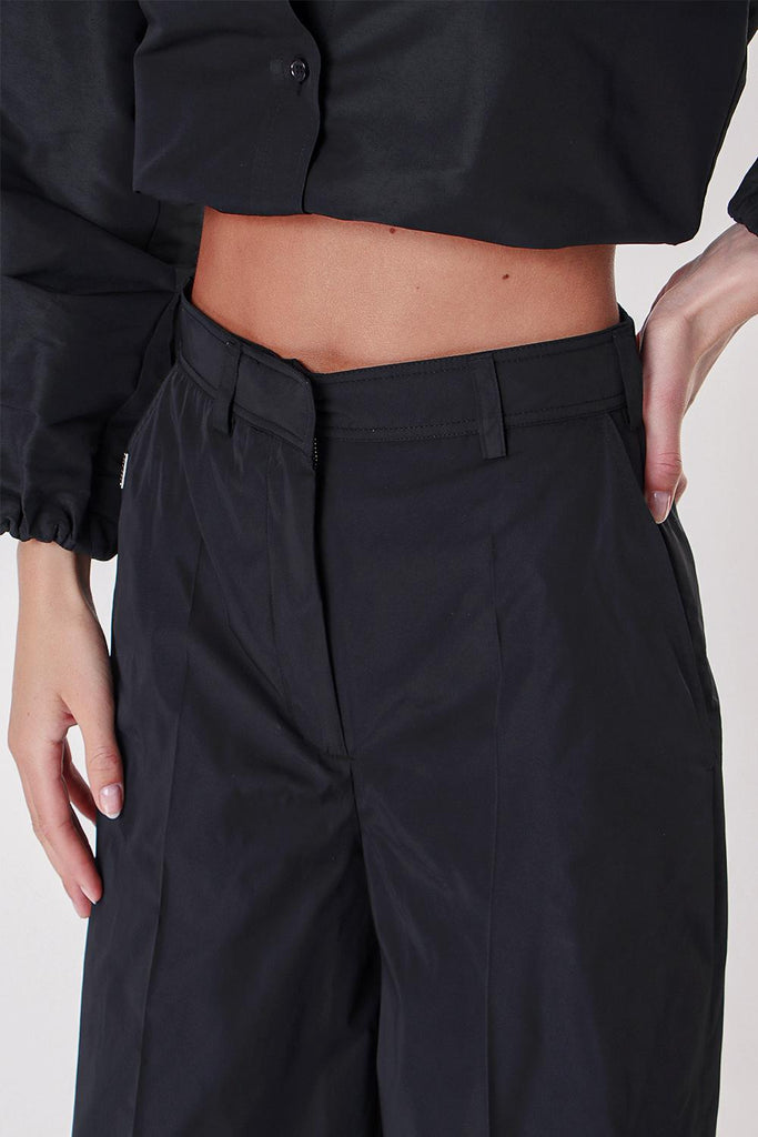 Black Wide cut trousers with elastic waist 41629